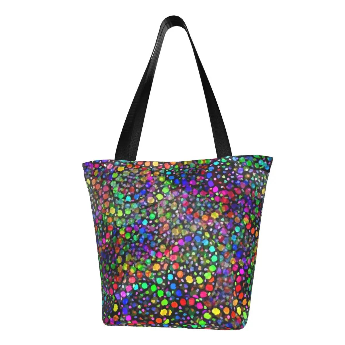 

Rainbow Polka Dot Shopper Bag Colorful Spots Print Handbags Ladies Graphic Tote Bag Casual Polyester Work Shoulder Bag