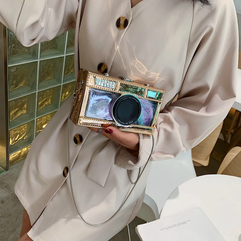 

Fashion Transparent Camera Design Women Shoulder Bags Funny Box Messenge Bag Luxury Pu Leather Crossbody Bag Ladies Small Purses