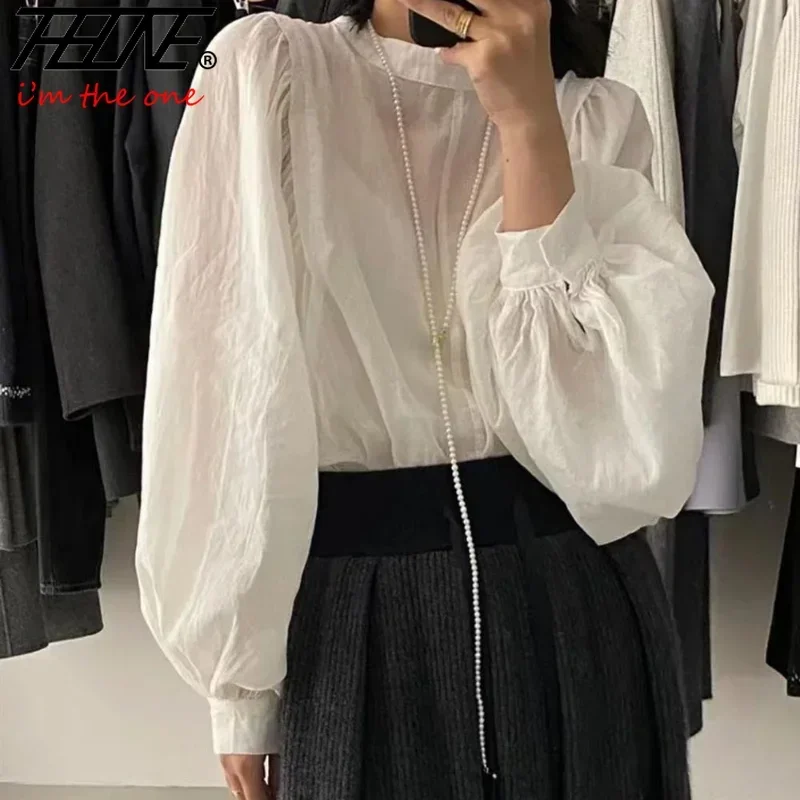 Осенние женские рубашки THHONE винтажная женская блузка с длинным рукавом