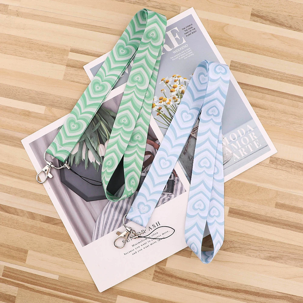

Flyingbee Green Blue Heart Shape Lanyard For Keys ID Card Gym Phone Straps USB Badge Holder DIY Hang Rope Lariat Lanyard
