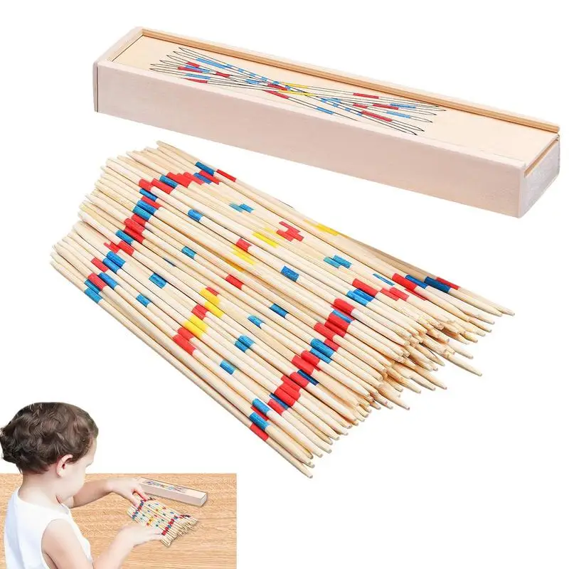 

108 шт. классические палочки для пикапа, игрушки для игр, Деревянная Классическая игра от вчера в деревянных коробках с крышками, семейная Вес...