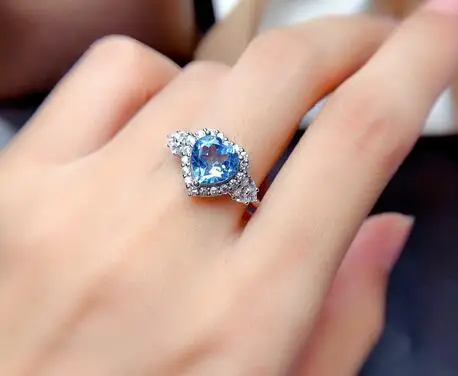 

SHILOVEM 925 STERLING SILVER FINE JEWELRY WOMEN TRENDY WEDDING TopA blue ring Mozambique Garnet Ring