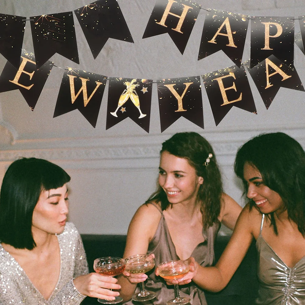 

1 set of Paper Banner Decor New Year Party Banner New Year Party Celebration Hanging Banner