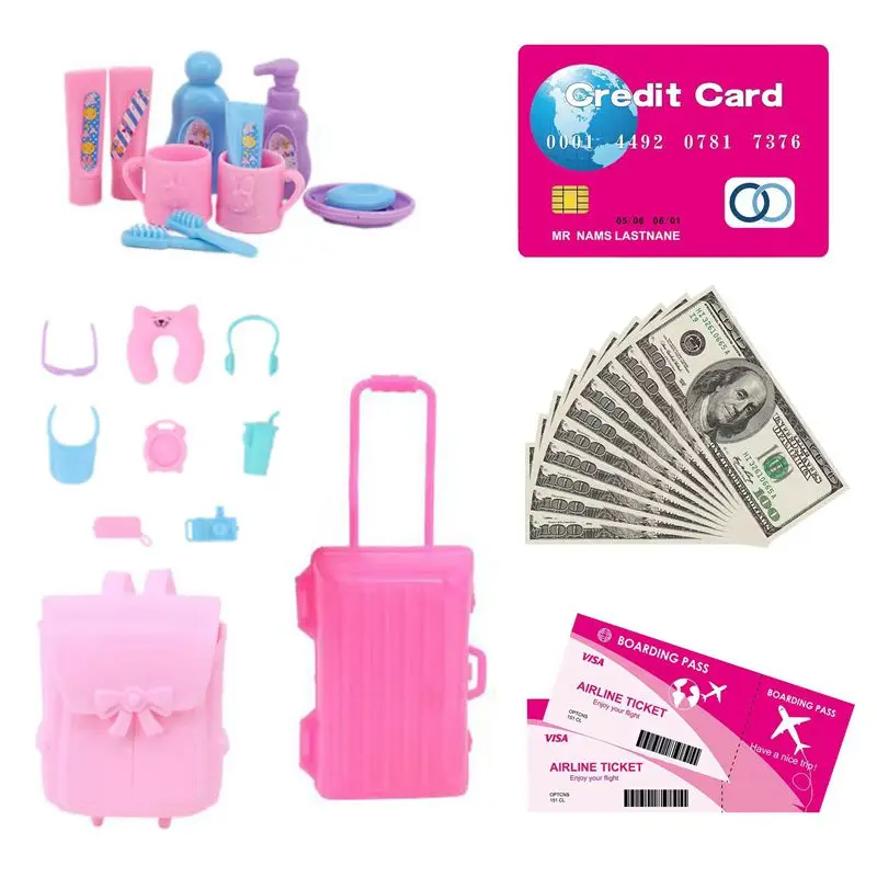 

Hot Sale Kawaii 25 Items/Lot Miniature Doll House Accessories Pretend Play Ticket Things For Barbie Travel Children Game Present