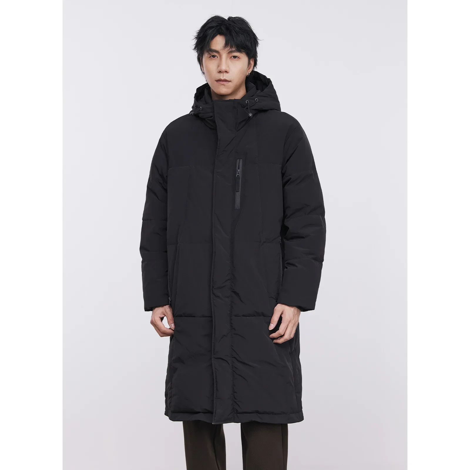 Куртка средней длины из 90% белого гусиного пуха для мужчин зима 2024 новая модная