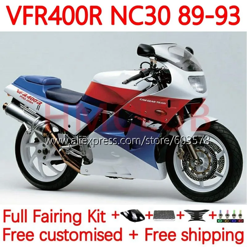 

Корпус для HONDA VFR400 V4 VFR400R RVF VFR 400 R RR CC 1989 1990 1991 1992 NC30 89 90 91 92 93 обтекатель 133No.33 синий красный черный
