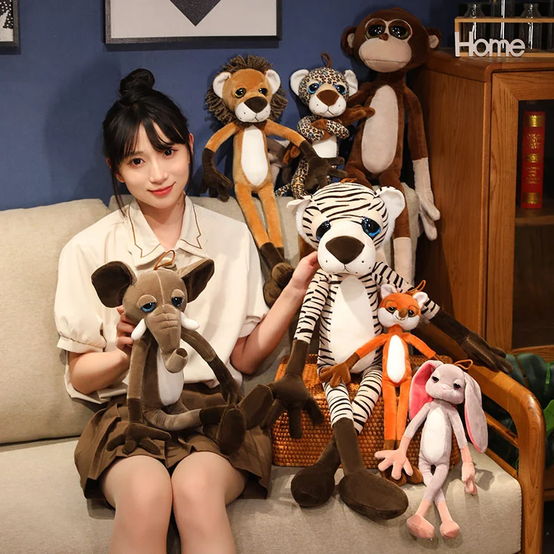 Мягкая реалистичная кукла-жираф с изображением льва тигра слона обезьяны