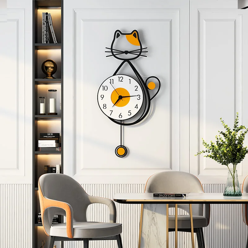 Настенные часы с изображением котенка простые скандинавские невероятно узкие