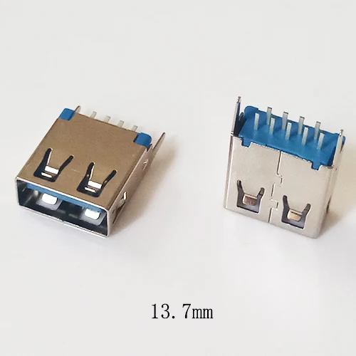 

10 шт., разъем USB 3,0, гнездо 180 градусов, прямые ножки, тип AF для компьютера, ноутбука, ноутбука, плоский рот L = 13,7 мм