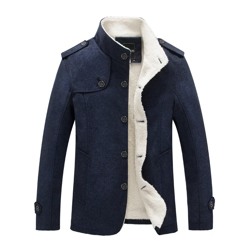 

Winter Zipper Men Jacket Top Men's Coat Fleece Lined Thick Warm Woolen Coats Autumn Overcoat Male Wool Blend Jackets Outwear