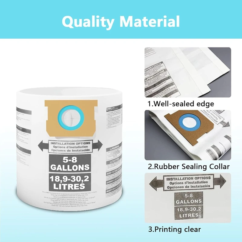 Мешки для пыли магазина в переменном токе 5-8 галлонов вакуумные тип E/H 90661 906-61 9066100