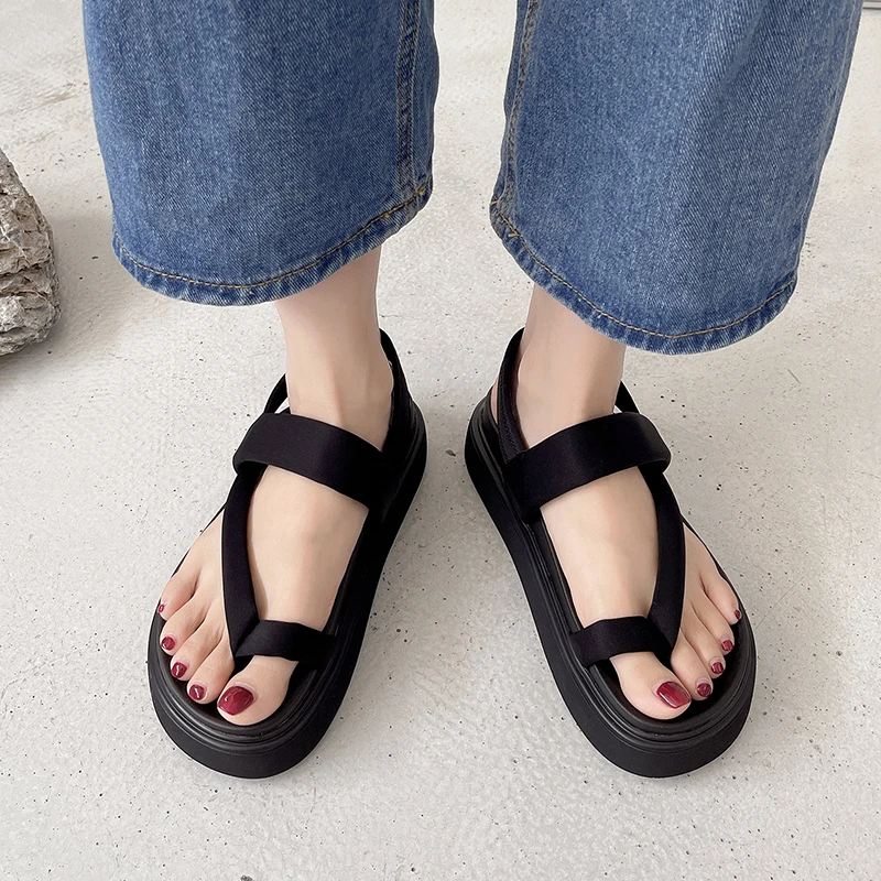 Casual Open-toe Women Sandals Non-slip Black Hook Loop Platform Sandals Shoe Female Summer Beach Shoes 2023 New