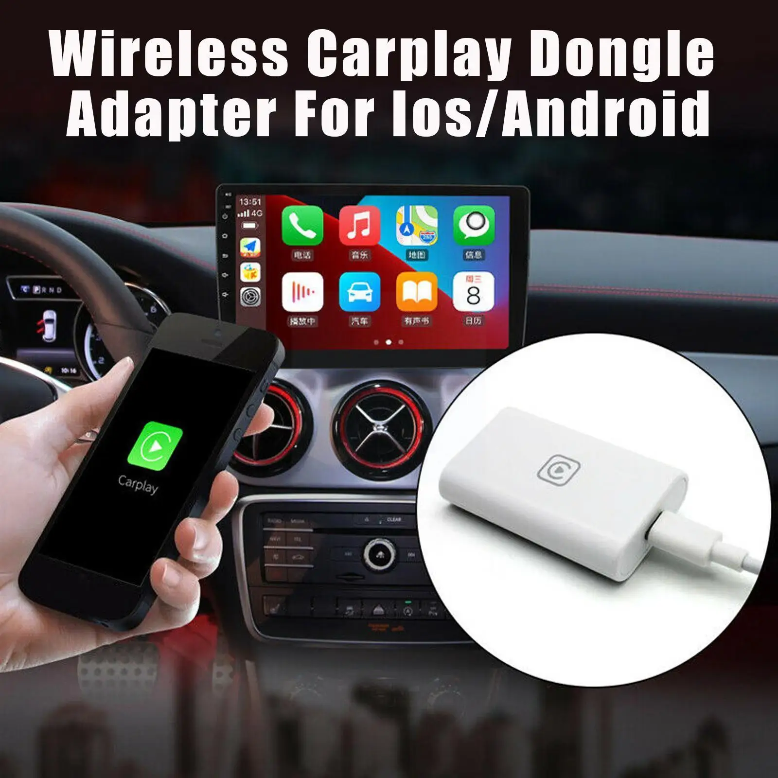 

Car Wireless Carplay Adapter For Factory Wired Carplay Compatible Bluetooth Car Wired To Wireless Carplay Module T0v9
