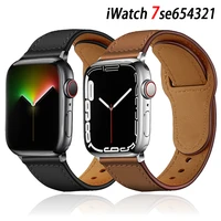 leather strap for apple watch band 44mm 45mm 41mm high quality male lady bracelet case suitable series7 se 6 5 4 42mm 40mm 38mm