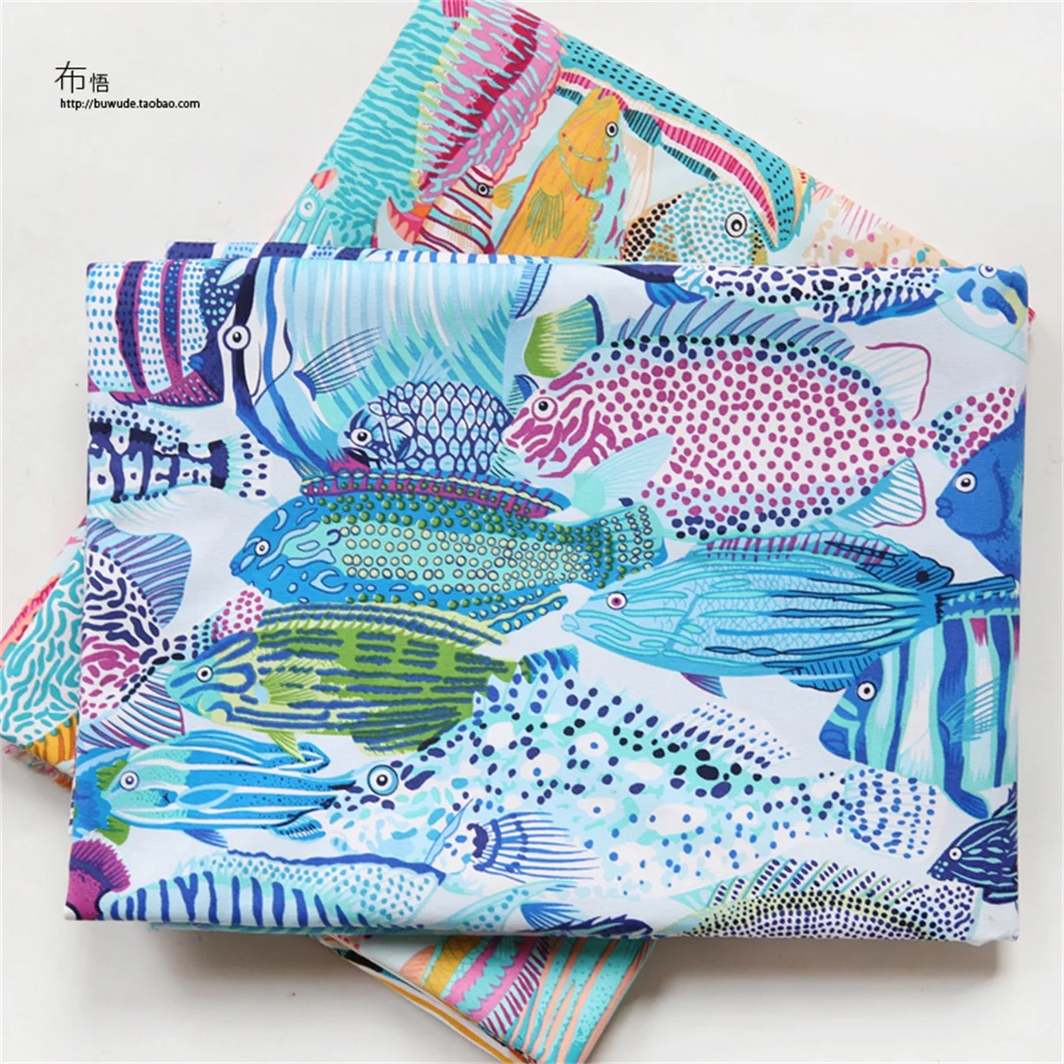 

150x50cm fish pattern 100% cotton canvas fabric quilted DIY doll Handmade