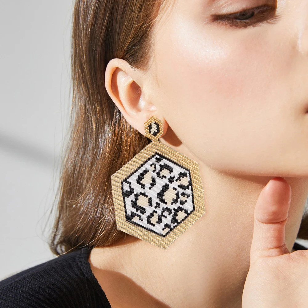 

Go2Boho Новое поступление серьги-гвоздики с леопардовым принтом ювелирные изделия Miyuki бусы тканые Висячие серьги для женщин