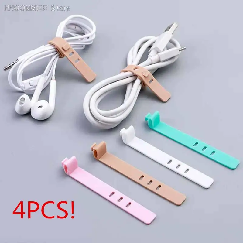 

2/4Pcs Silicone Cable Organizer USB Data Wrap Cord Winder Wire Protector Holder Office Stationary Desk Set Accessories Supplies