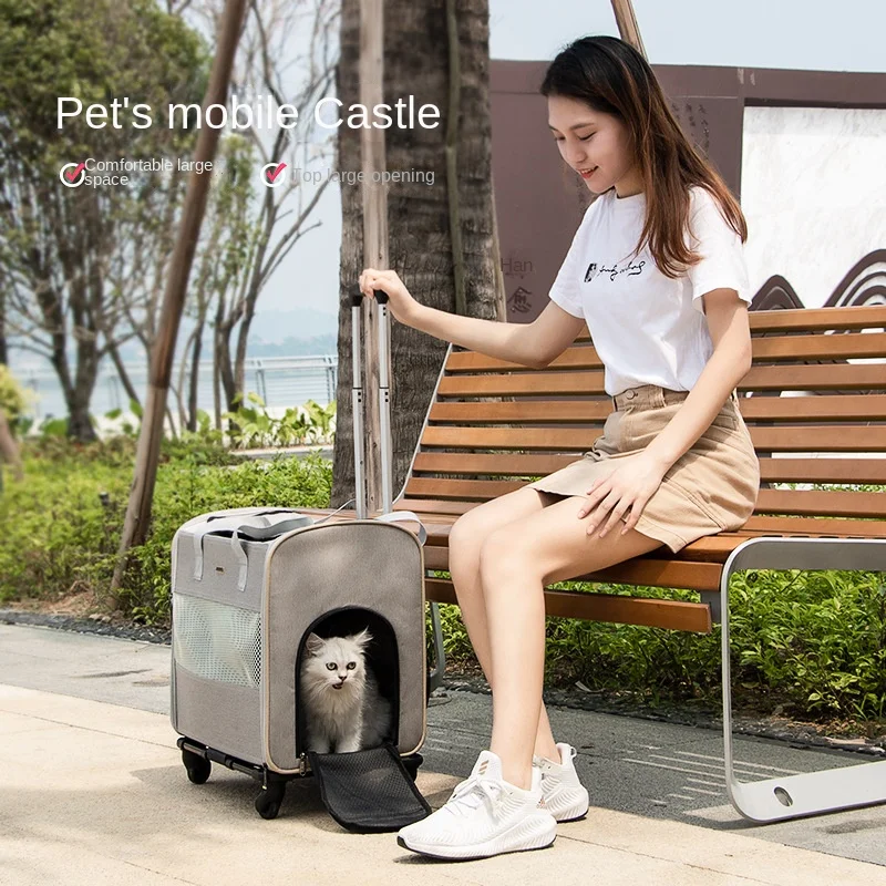Pet Multi-Functional out Trolley Bag Detachable Trolley Case out Portable Foldable Pet Bag