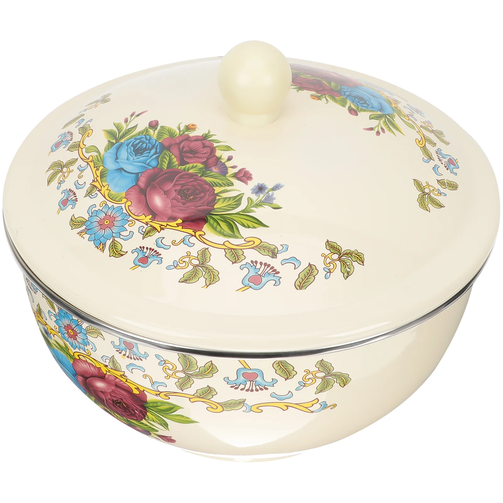 

Bowl Enamel Bowls Soup Basin Serving Enamelware Tray Vintage Fruit Noodle Yuanbao Salad Mixingramen Container Prep Chinese