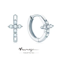 vinregem 925 sterling silver 18k white gold moissanite 100 pass test diamond hoop earrings jewelry for women gift drop shipping