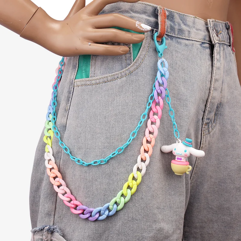 

New Creative Hot Selling Candy Color Double Layer Resin Ultra Light Pants Chain Cinnamoroll Soft Ceramic Accessories Pendant