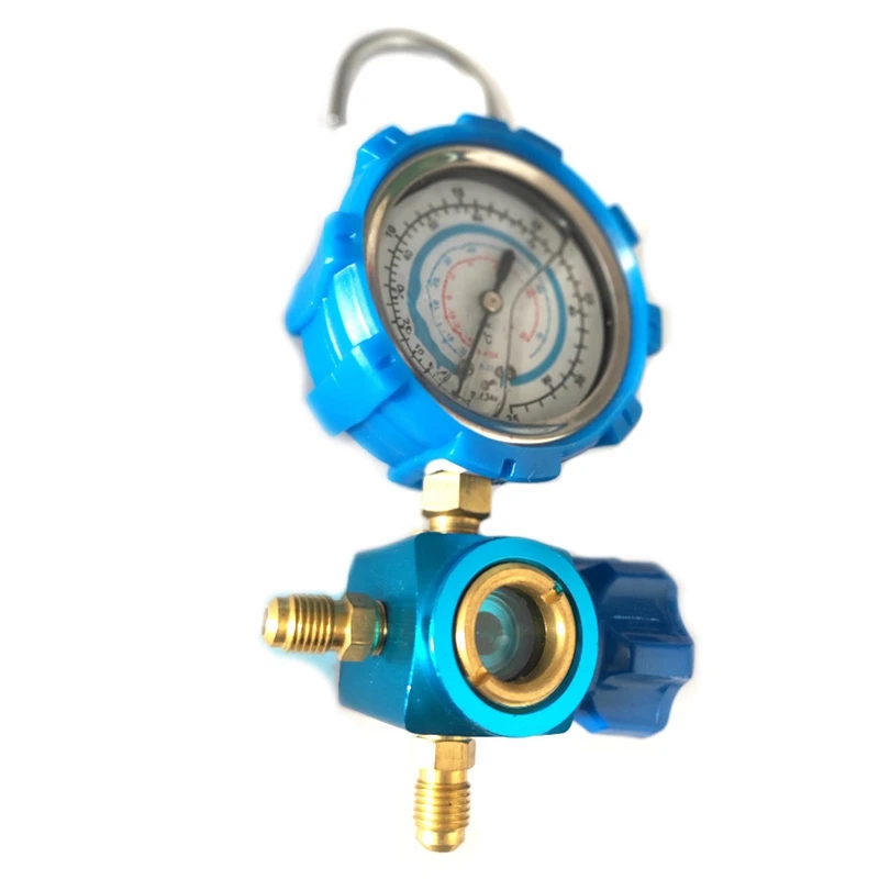 

Hot R410A R22 R134A Refrigerant High/Low Pressure Gauge 1/4 Auto Car Air Conditioning Refrigerant Pressure Gauge Tool Blue