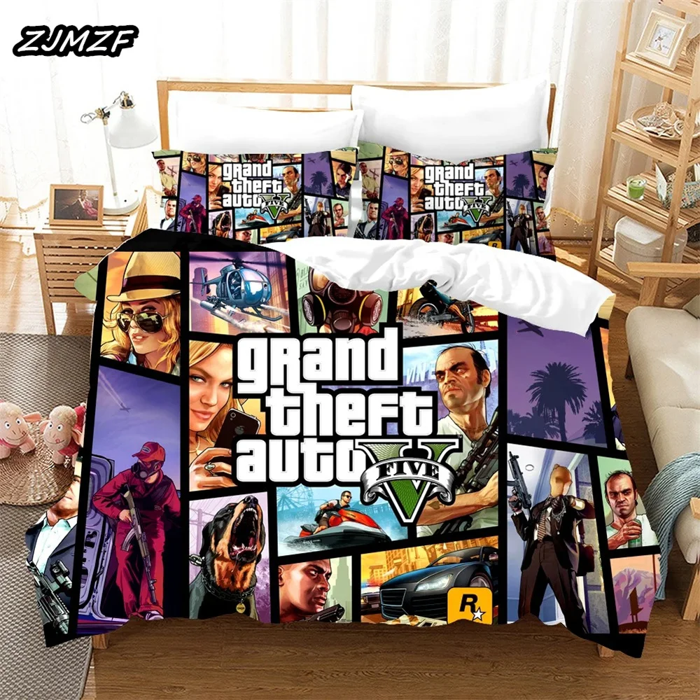 Grand Theft Auto 5 Bedding Set Duvet Cover Comforter Bed Quilt Pillowcase King Queen Twin Size Boys Girls Adultse