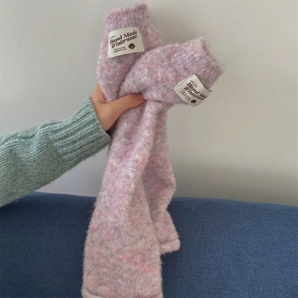 Модные красочные вязаные гетры Y2k мягкие милые женские зимние с ворсом плюшевые
