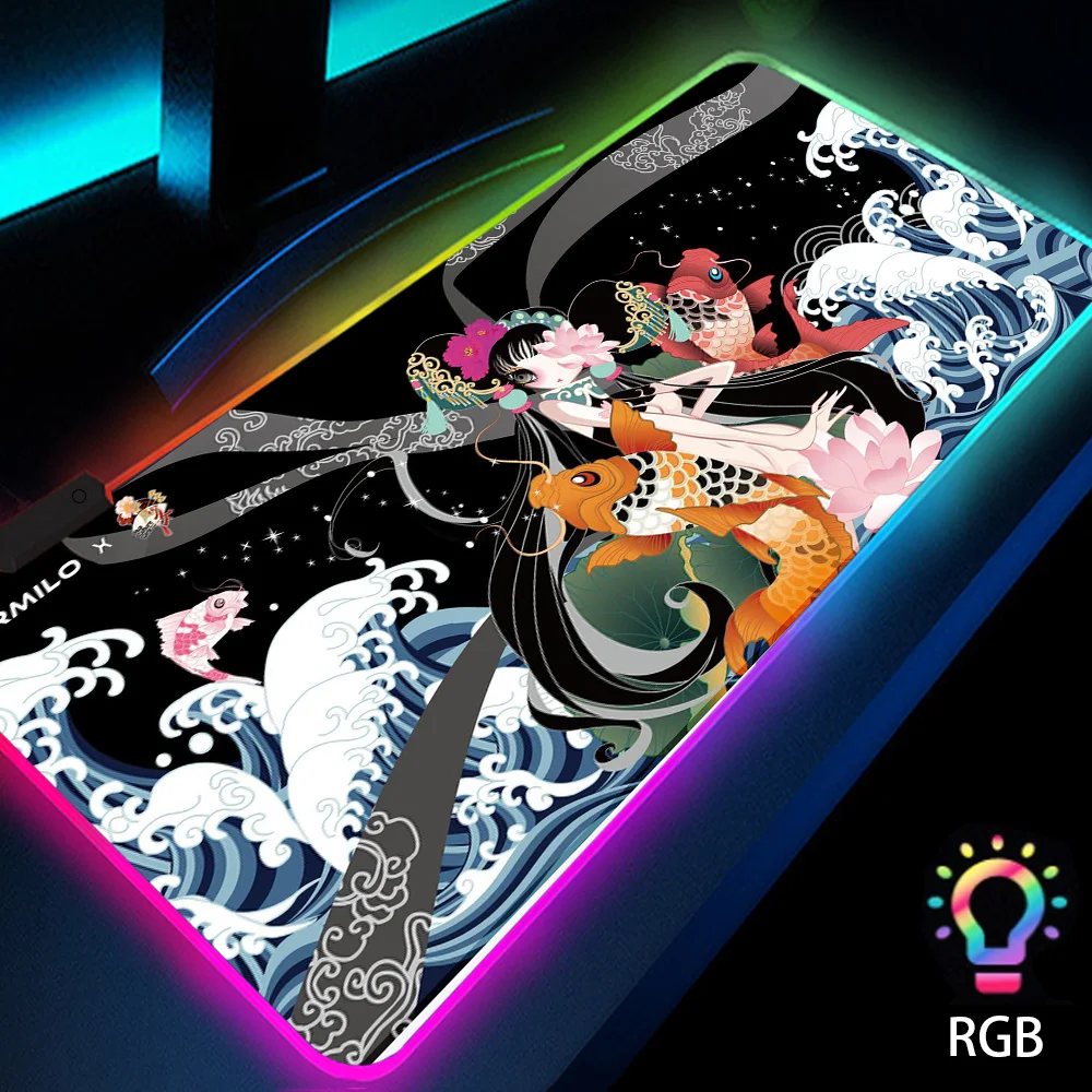 

Varmilo Xxl Rgb Mousepad Led Design Backlit Keyboard Mat Luminous Carpet Rubberized Gamer Desk Accessories Creative Mouse Pads