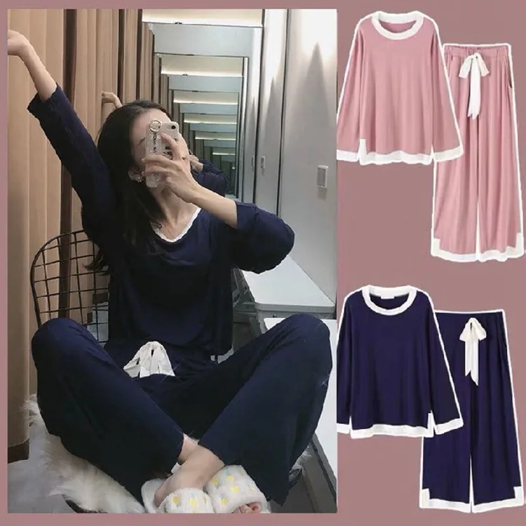 

2022 Spring and Autumn Cotton Pajamas Women's Long-sleeve Cute Plus Size Thin Two-piece Suit Women's Home Animation Nightwear