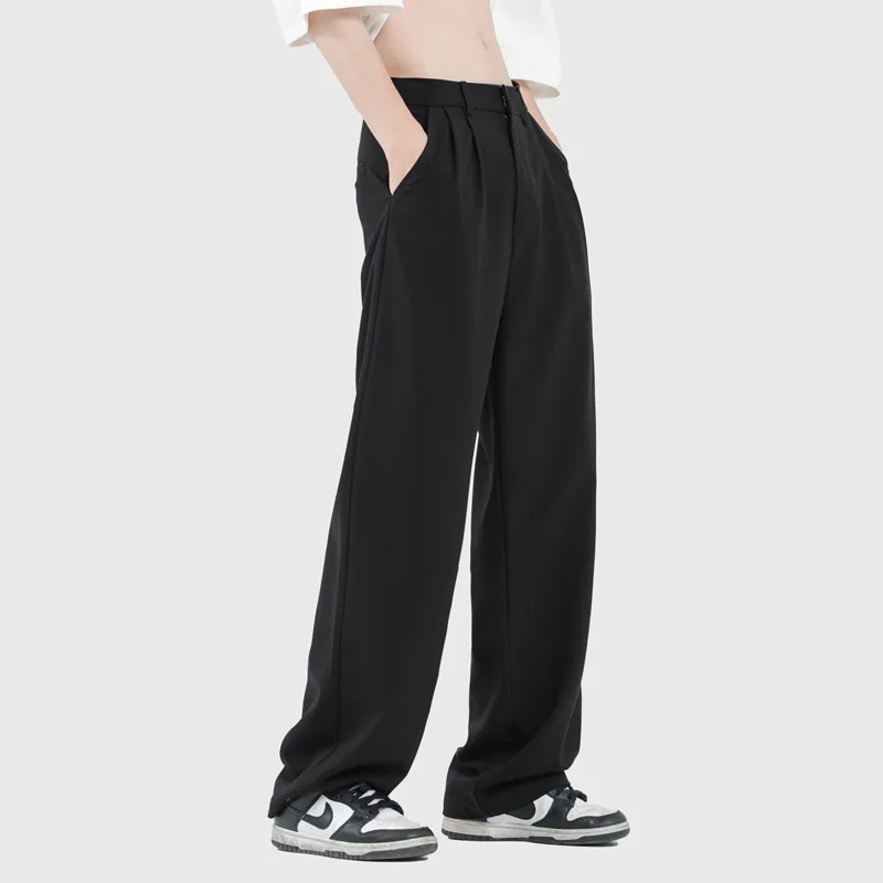 

Summer Grey Black Suit Pants Men Fashion Society Mens Dress Pants Korean Loose Wide Leg Pants Mens Office Formal Trousers M-2XL