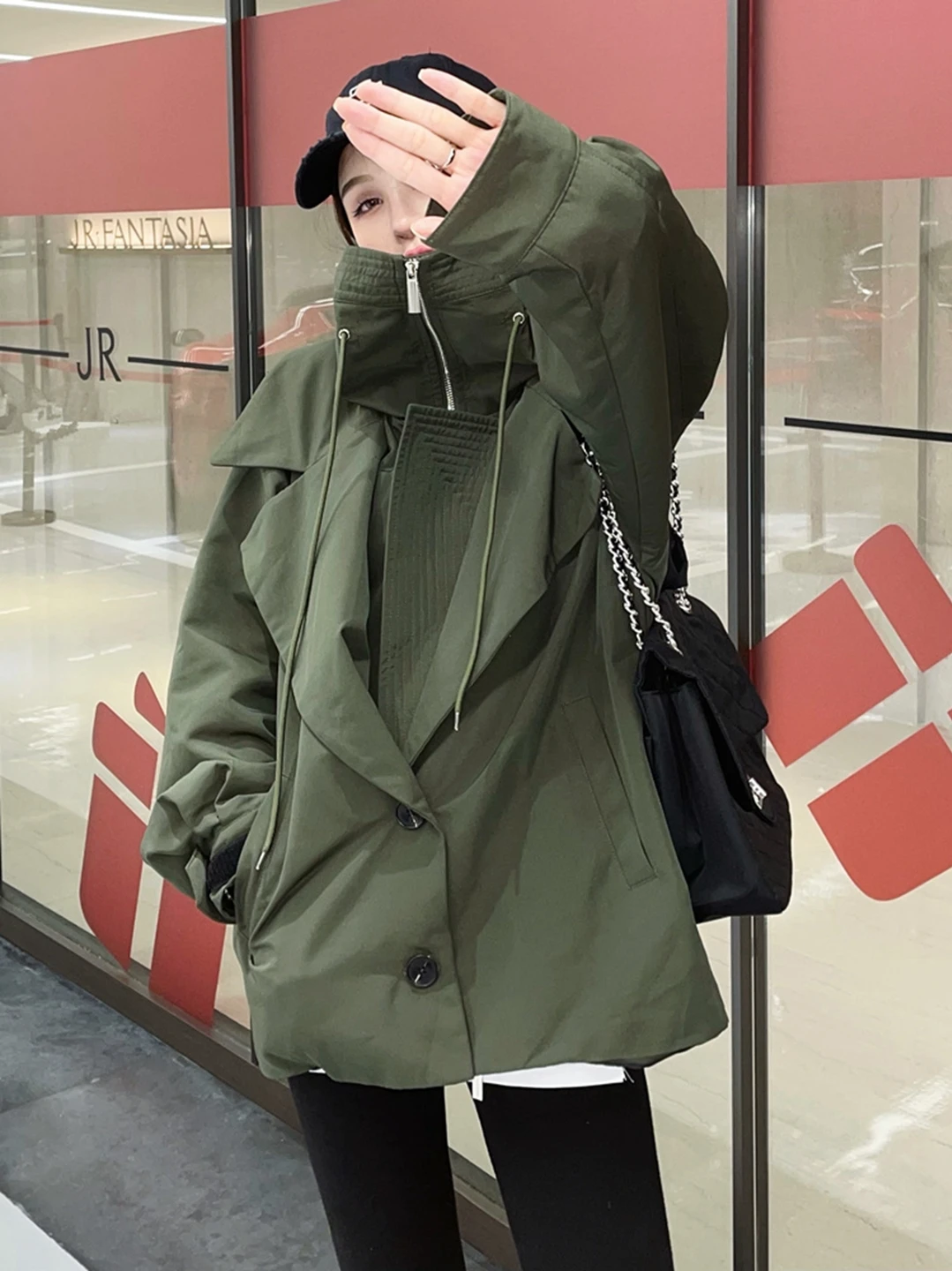 Ветровка с капюшоном женская маленькая свободная универсальная куртка