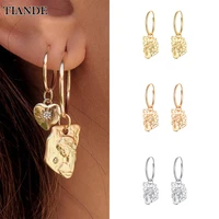 tiande silver color gold plated dangle earrings for women boho piercing goddess love hoop drop earrings 2022 jewelry wholesale