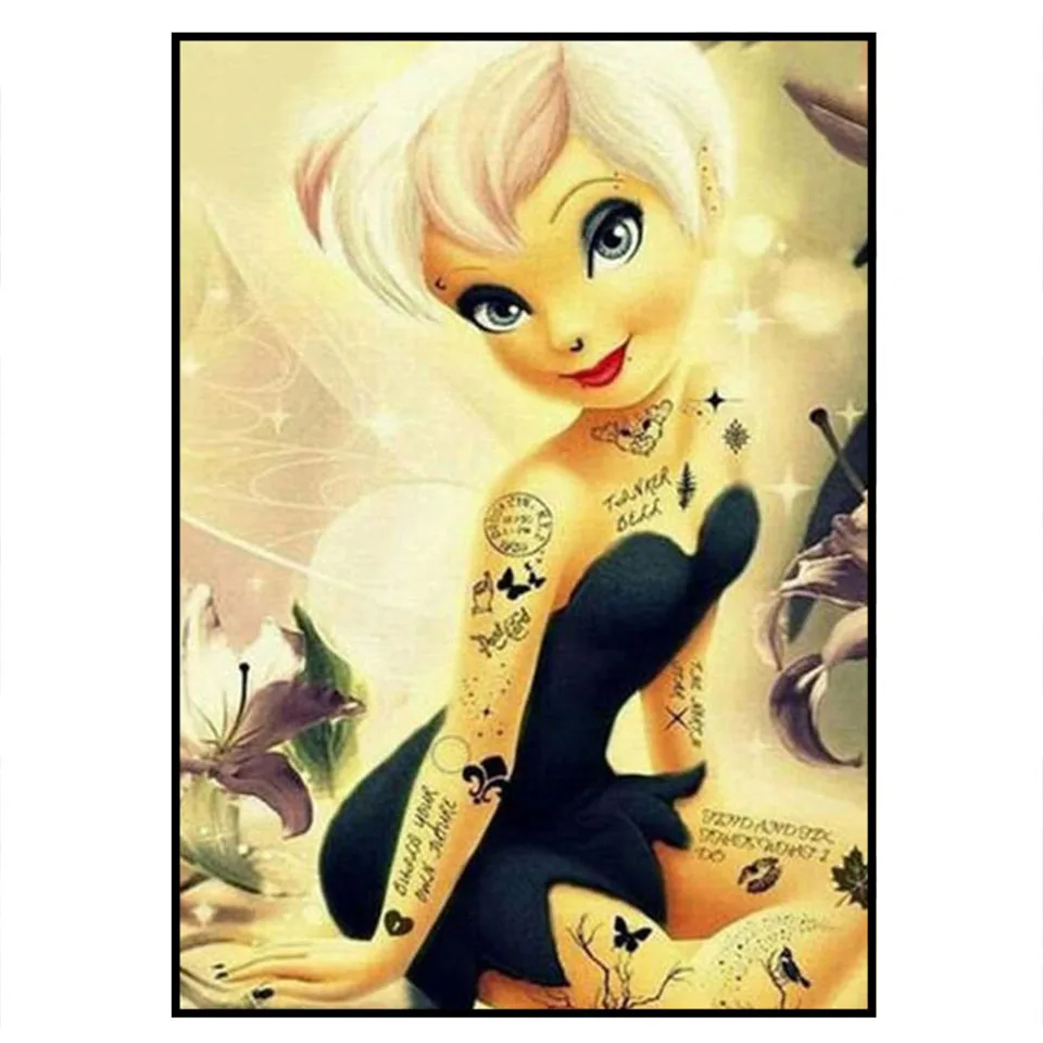 Сказочная Женская тату Tinkerbell полная мозаика 5d алмазная вышивка крестиком