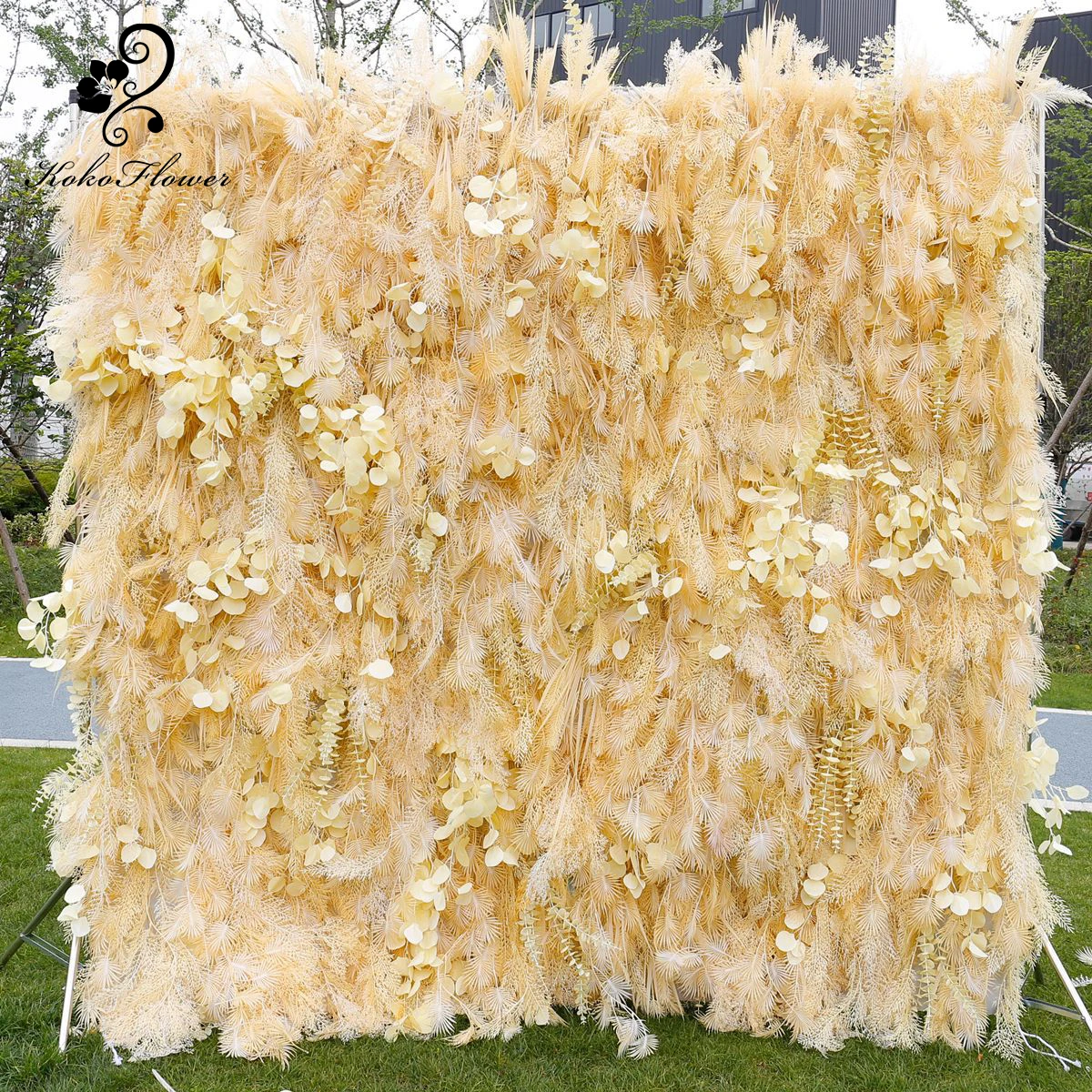 

Koko цветок 2,5 м цвет шампанского искусственные пампасы цветок стена уличный свадебный фон для детской вечеринки декоративные растения стена