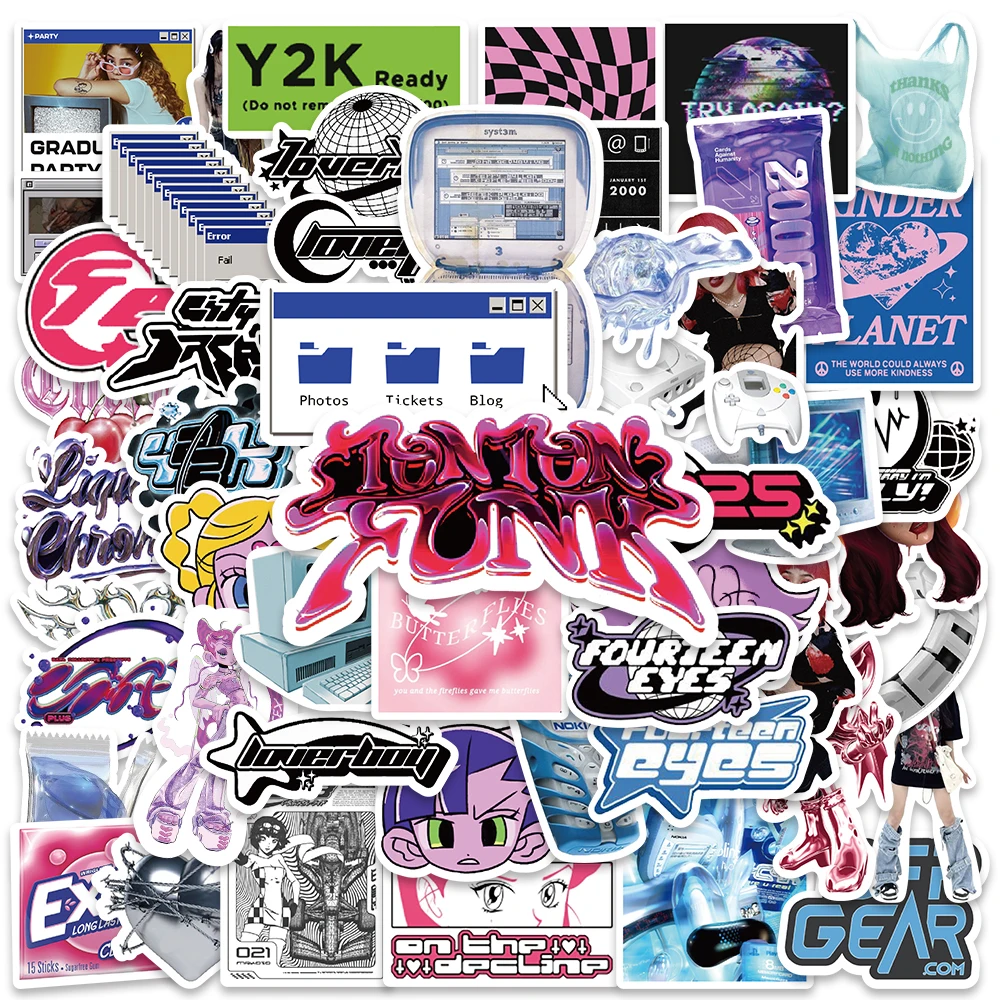 

10/53PCS Y2K Girls VSCO 90s Harajuku Style Vintage Stickers Cute Aesthetic Decal Diary Motorcycle Laptop Scrapbook Toy Sticker