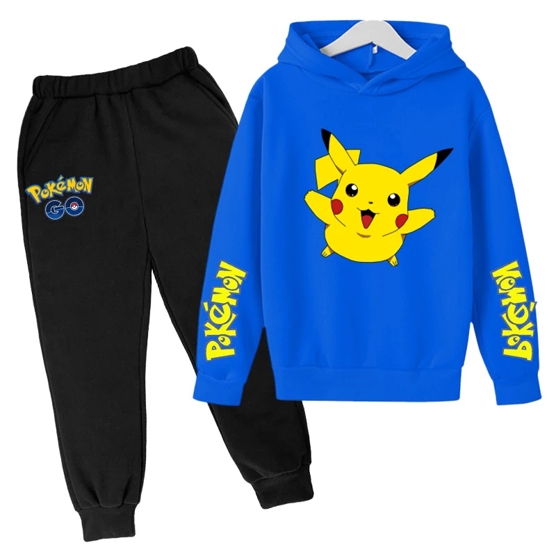 

Pokemon - Pikachu Boys Girls Hoodie Set Cotton Kids Hooded Sportswear Set Pants Boys Clothes 4T~14T