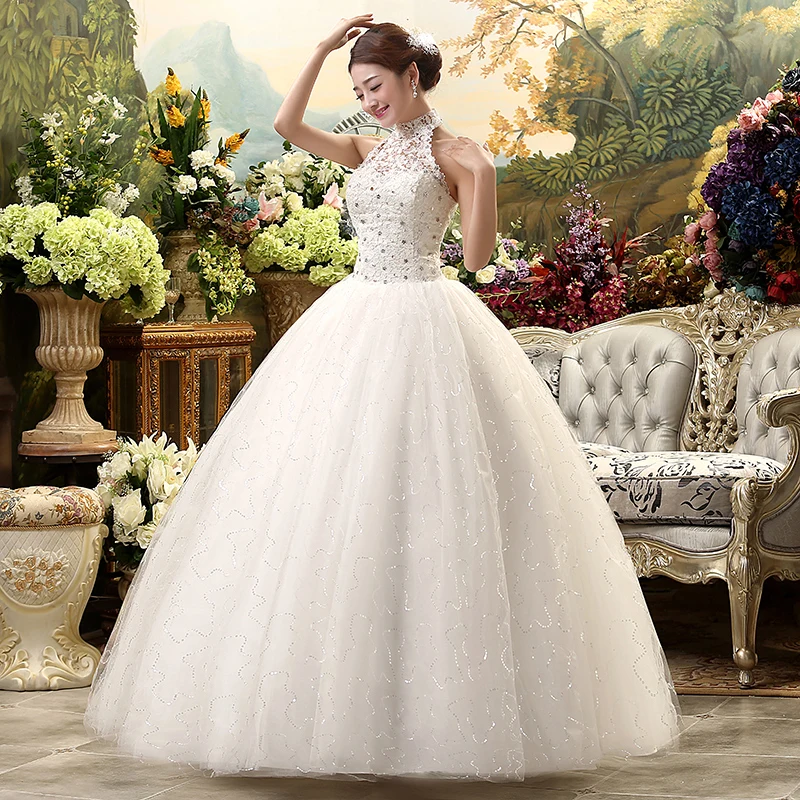 

Wedding Dress Bride Hanging Neck Plus Size Lace Up Wedding Dresses Ball Gowns Dresses