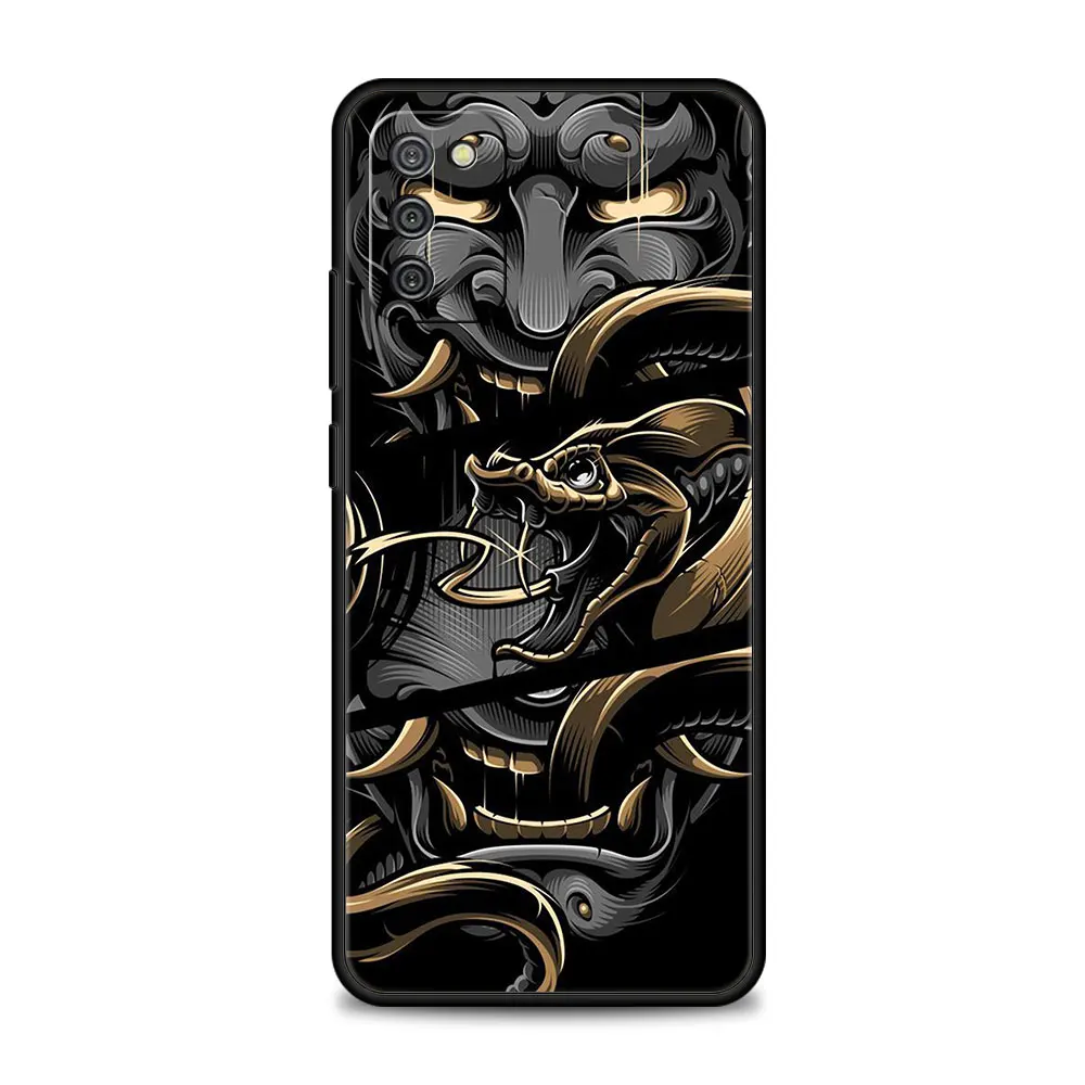 Чехол для телефона Samsung Galaxy A12 A52 A51 A13 A32 A21s A71 A31 A02s A30s A53 A72 A11 A73 Celular Funda Japan Samurai Oni Mask on.
