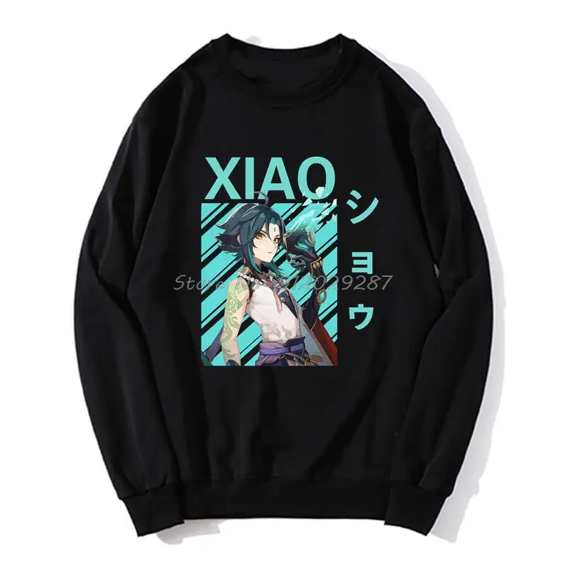 

Male Xiao Genshin Impact Manga Hoodie Japan Anime Game Men O-neck Sweater Unisex Fleece Sweatshirt Harajuku Streetwear