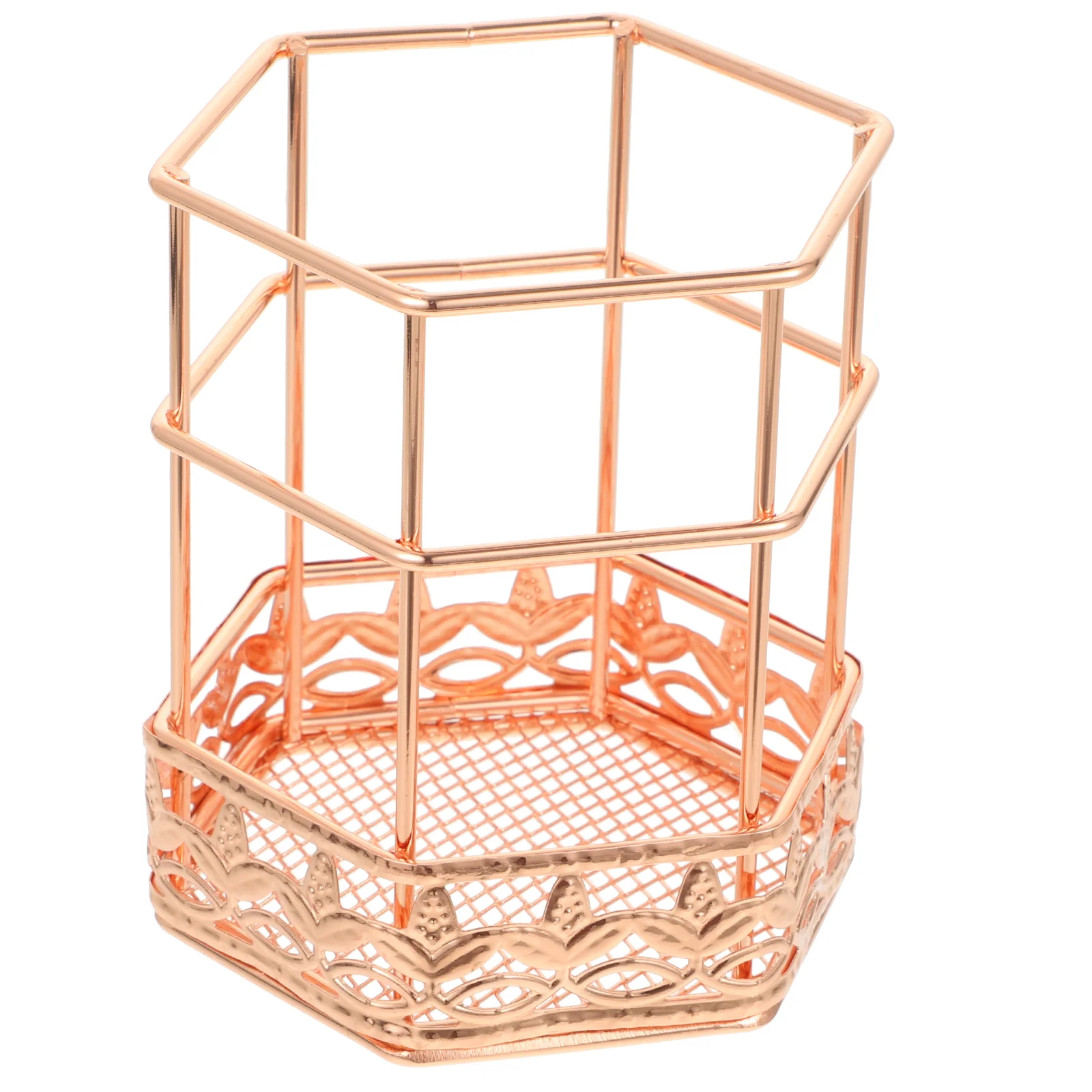 

Organizer Case Rose Gold Holder Desk Organizers Holders Pattern 10x8x8cm Mesh Wrought Iron Office