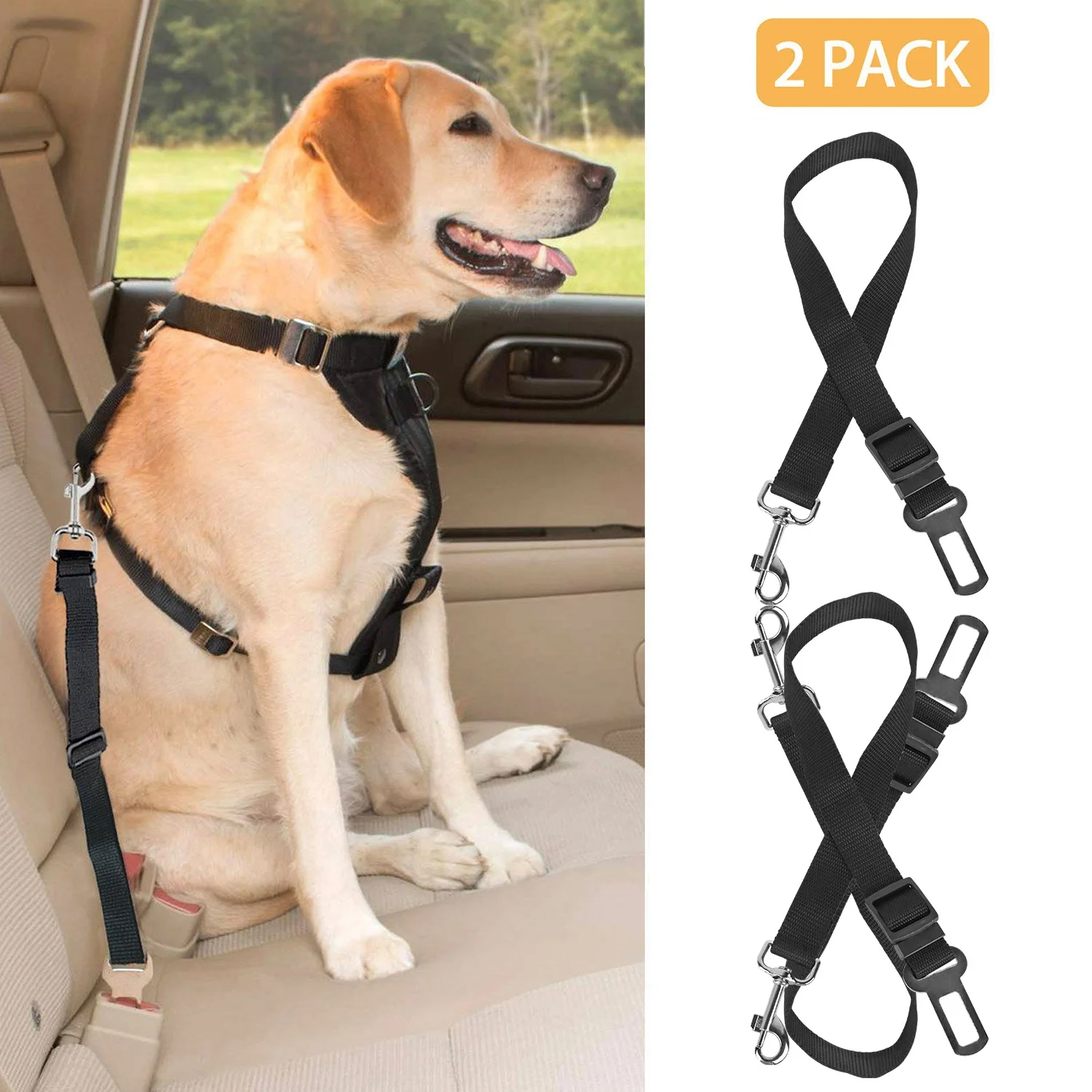 

2Pcs Pet Dog Seat Belt Leash Adjustable Pet Dog Cat Safety Leads Harness