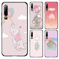dumbo flying elephant style phone case for huawei p10 p20 p30 p40 p50 lite pro lite e p smart black luxury silicone cover funda