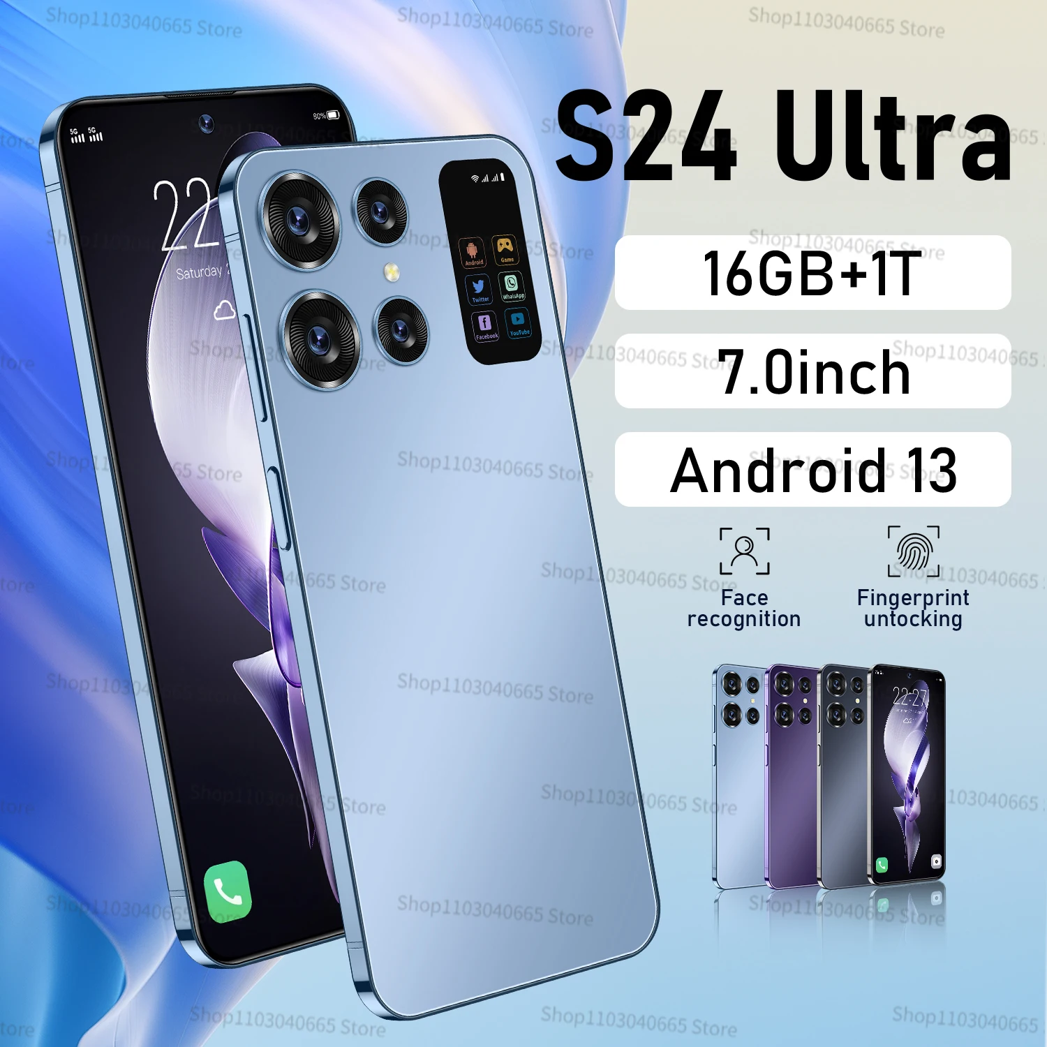 

Mobile Phone S24 Ultra 7.0HD Screen Smart Phone Original 16G+1T 5G Dual Sim Celulares Android Unlocked 108MP 7000mAh Cell Phon