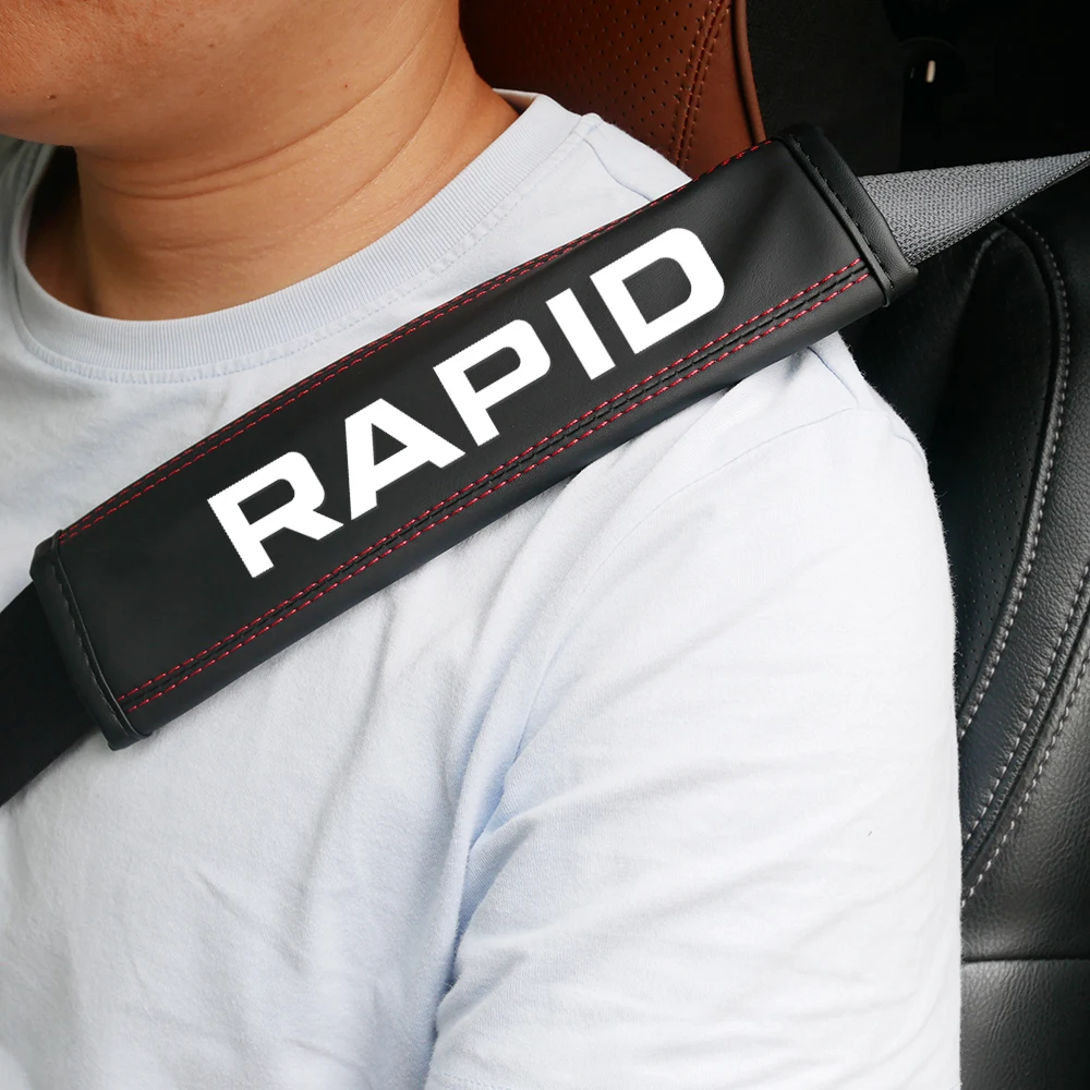

for Skoda Papid Leather Car Seat Belt Cover Protect the shoulders Car Decoration Strap Pad for Skoda Papid Auto accessories