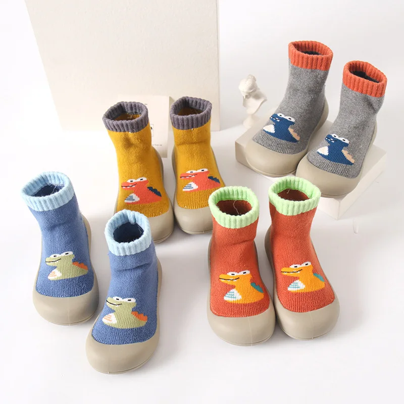 

Baby Shoes Knit Warm Cute Cartoon Non-slip Sock Shoes with Rubber Soles Soft Soles Toddler Shoes Newborns First Walker Shoes