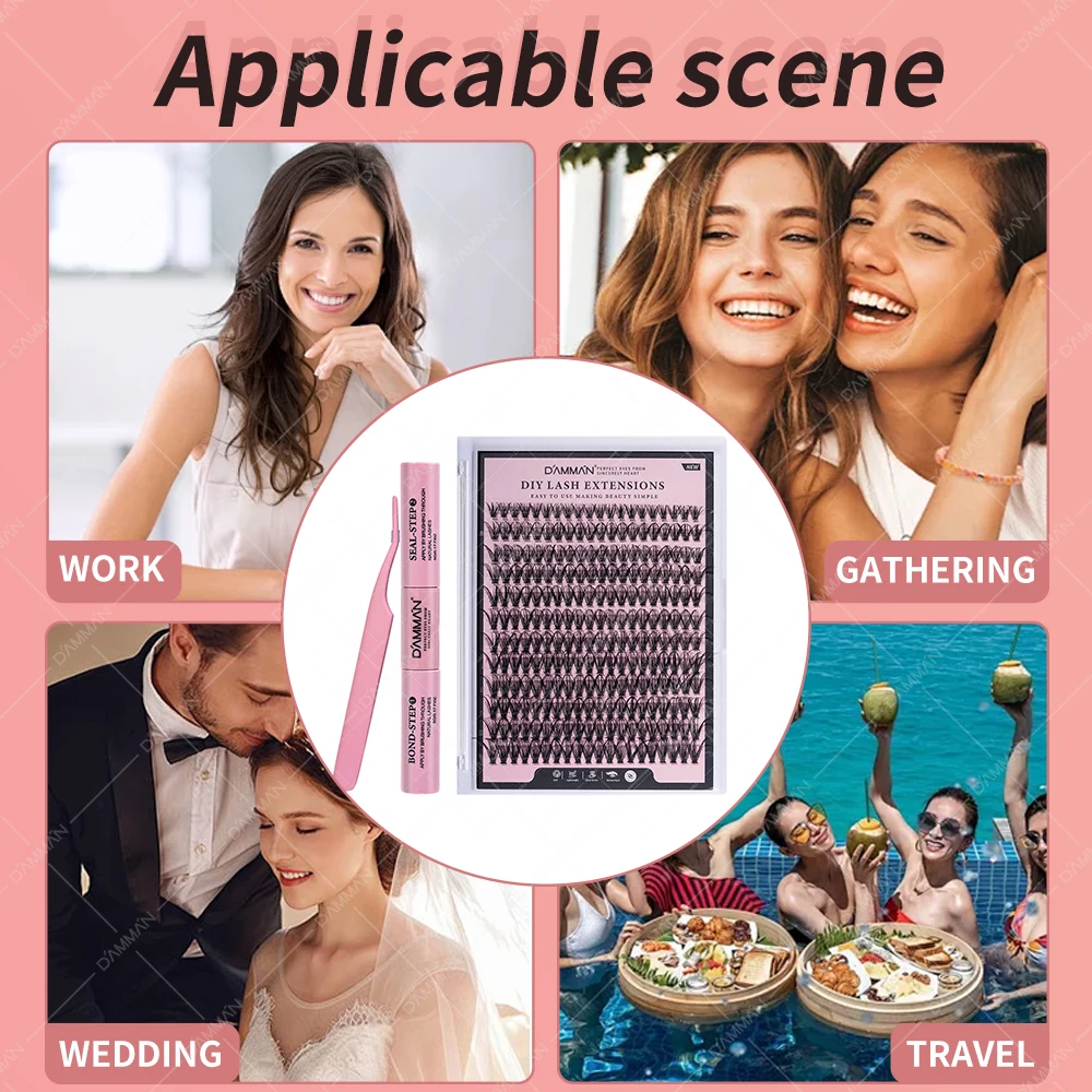 240 кластеров ресниц DAMMAN набор для наращивания D Curl Mix 8-16 мм накладные ресницы со