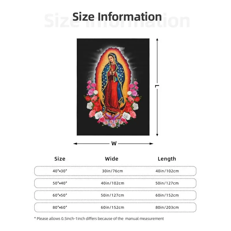 Ультра-мягкие флисовые покрывала на заказ Дева Мария Гуадалупе теплое