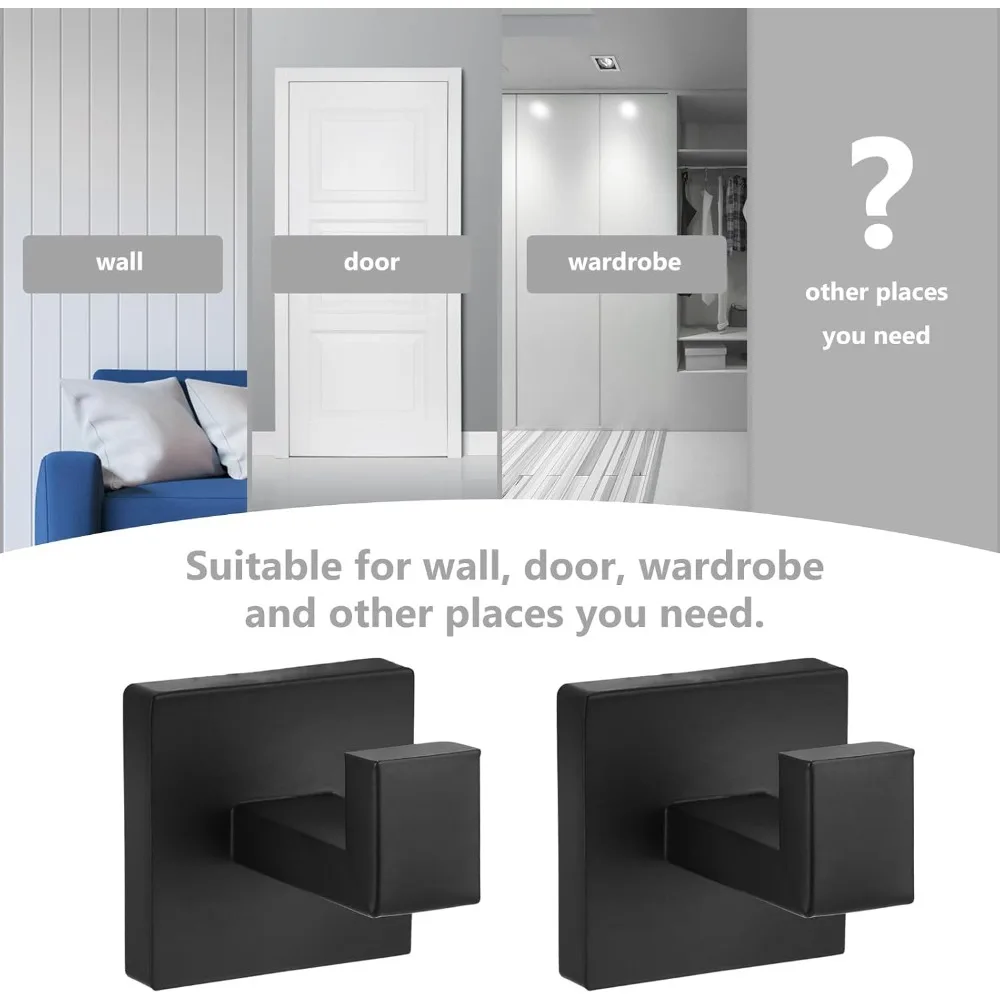 Квадратный черный дверной крючок модель полотенца для ванной SUS 304 из нержавеющей