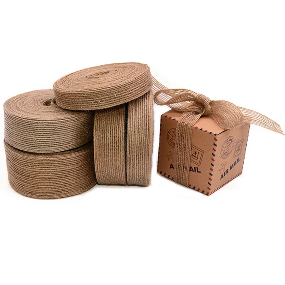 Натуральная винтажная джутовая лента 10 м ткань для рукоделия свадебное